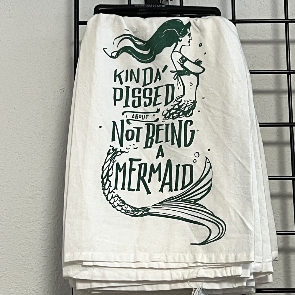 Primitives by Kathy White and Green Mermaid Kitchen Towel